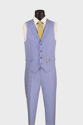 sky blue plaid vest with chain
